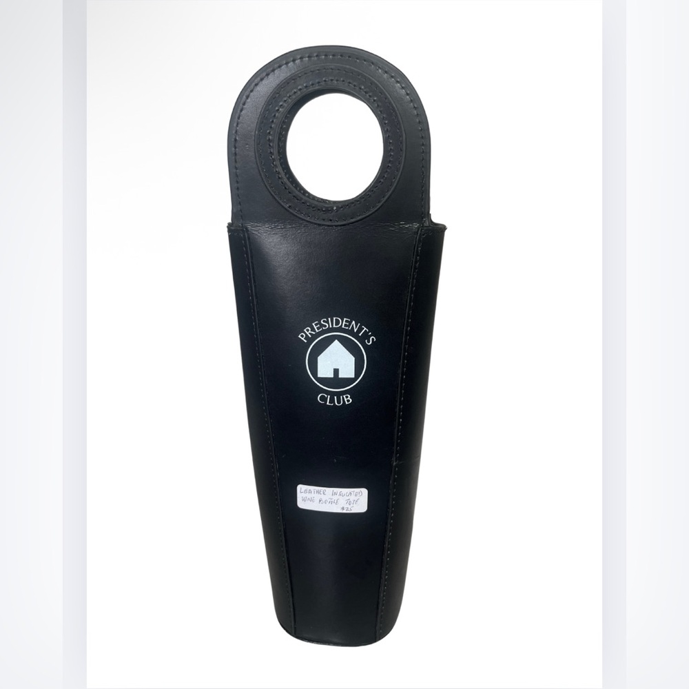 Black Leather President's Club Wine Tote